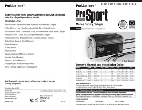 Promariner Prosport6 Owner S Manual And Installation Manual Pdf Download Manualslib