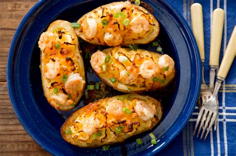 Enjoy These Rich And Cheesy Shrimp Stuffed Baked Potatoes Recipe