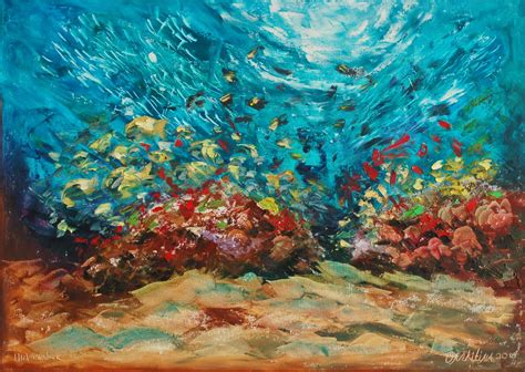 Underwater Painting Abstract Coral Reef Was Made Underwater By Olga