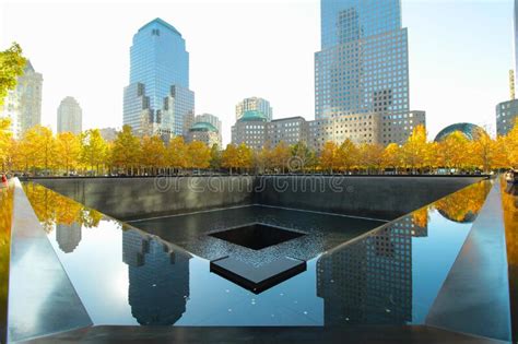 Ground Zero 911 World Trade Center Memorial Site With Reflections Of
