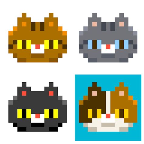 Premium Vector Vector Set Of Pixels Different Cat Heads