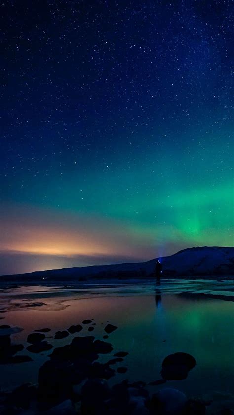 Night Sky Aurora Borealis Northern Lights Beautiful Digital Art