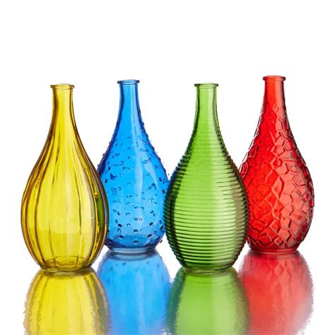 Shop Style Setter Small Gems Colored Glass Vases Set Of 4 Overstock