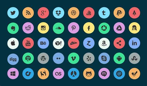 45 Free Flat Circle Social Icons Set Psd Designbump