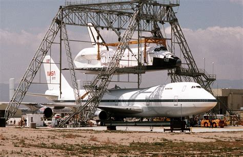 The Nasa 747 Shuttle Carrier Aircraft Sca In Position Beneath The