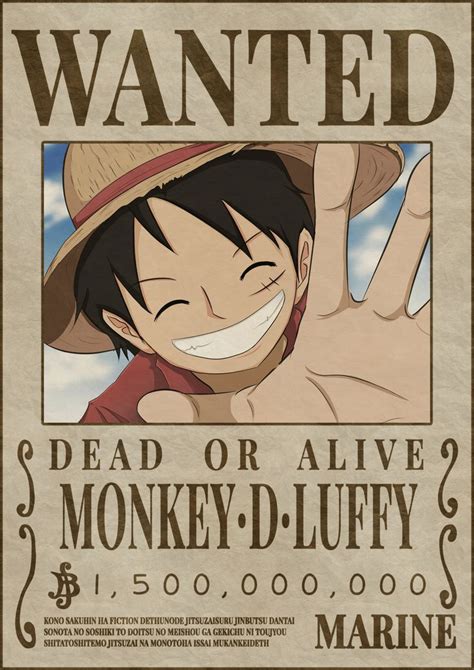 Monkey D Luffy Bounty Wanted Poster One Piece In 2021 Luffy One