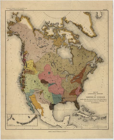 A Colorful Late 19th Century Map Of Native American Languages Native