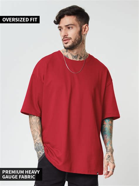 Buy Solids Classic Red Oversized T Shirts Online
