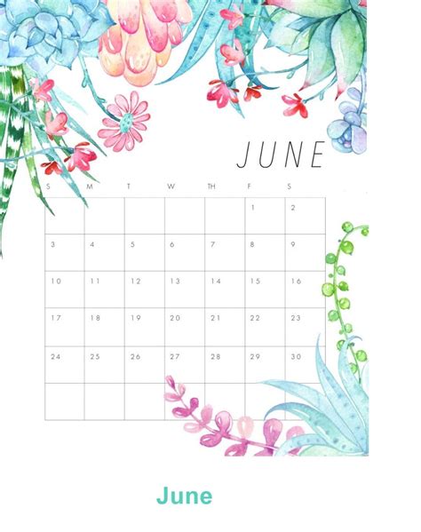 Floral June 2018 Desk And Wall Calendar Floral June