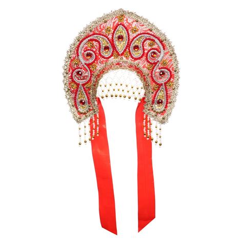 Russian Traditional Folk Costume Headdress Kokoshnik Tatyana Red Folk Costume Disney