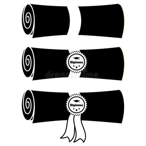 Set Of Folded Diplomas With Ribbon And Stamps Vector Flat Illustration