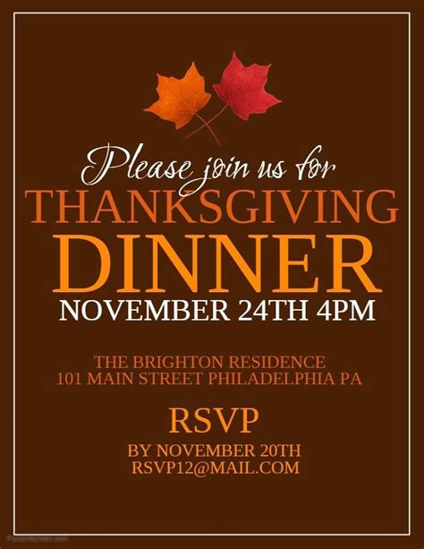 Thanksgiving Dinner Invitation Template Free New Thanksgiving Dinner Invitation Fl Dinner