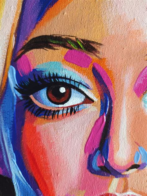 Acrylic Painting On Canvas Face Girl Wall Art Etsy