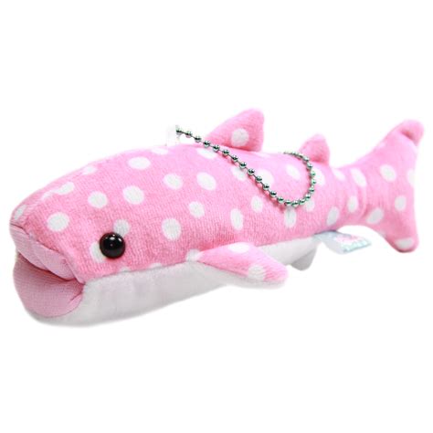 Amuse Whale Shark Dotted Plush Toy Stuffed Animal Pink White Keychain 6