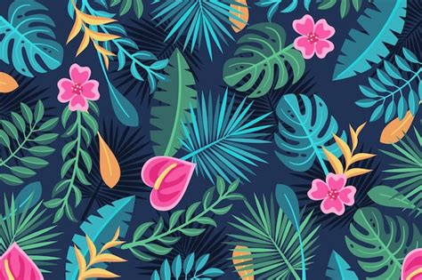 Free Vector Tropical Flowers Background