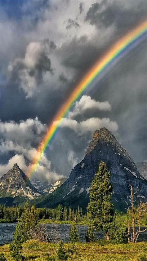 Beautiful Rainbow Over The Mountain Beautiful World Beautiful Images