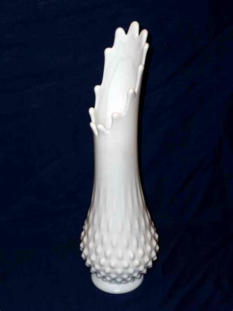 Vintage Fenton Hobnail Milk Glass Stretch Swung Vase 12 1 2 Tall Hobnail Milk Glass Milk