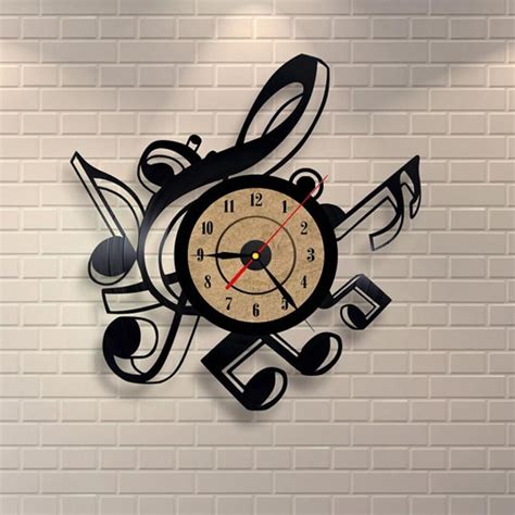Music Notes Vinyl Wall Clock Vintage Wall Clock Clock Wall Decor Clock