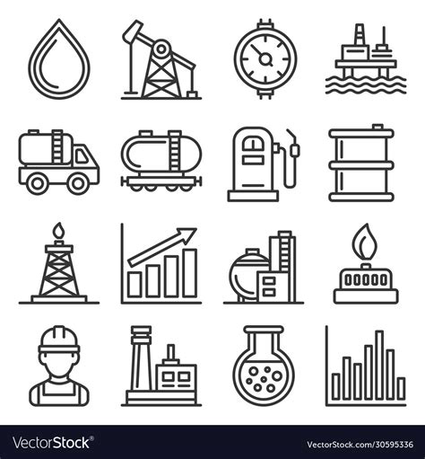 Oil And Gas Industry Icons Set On White Background