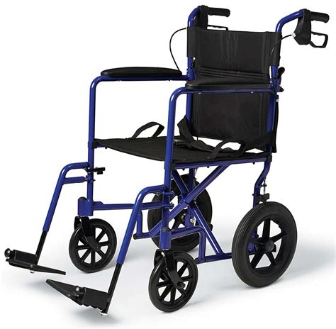 Medline Lightweight Transport Adult Folding Wheelchair with Handbrakes