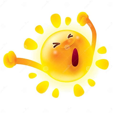Summer Sun Stretching Waking Up Yawning Stock Vector Illustration