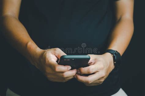 Man Hand Holding Mobile Smart Phone Digital Technology Communications