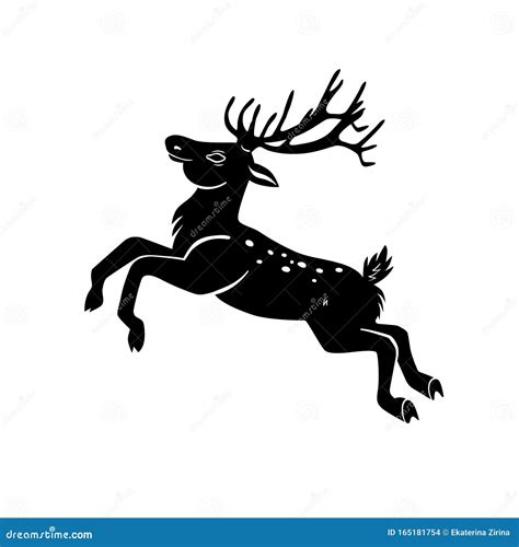 Jumping Deer Silhouette Isolated On White Background Vector Graphics