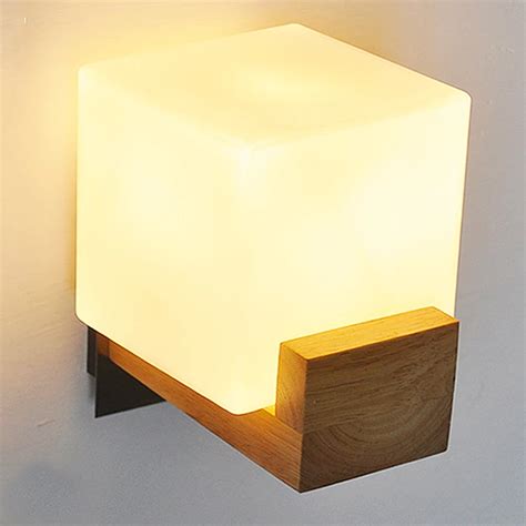 Ganeed One Light Wooden Wall Sconces Light Led Lamp With Glass Shades