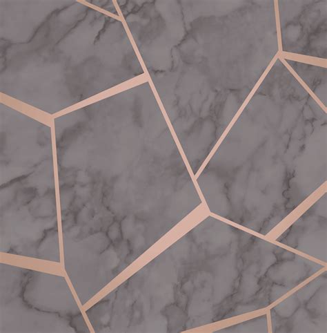 Fine Decor Fractal Marble Wallpaper - FD42266 -Grey/Rose Gold