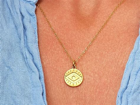 Gold Evil Eye Necklace Etsy UK