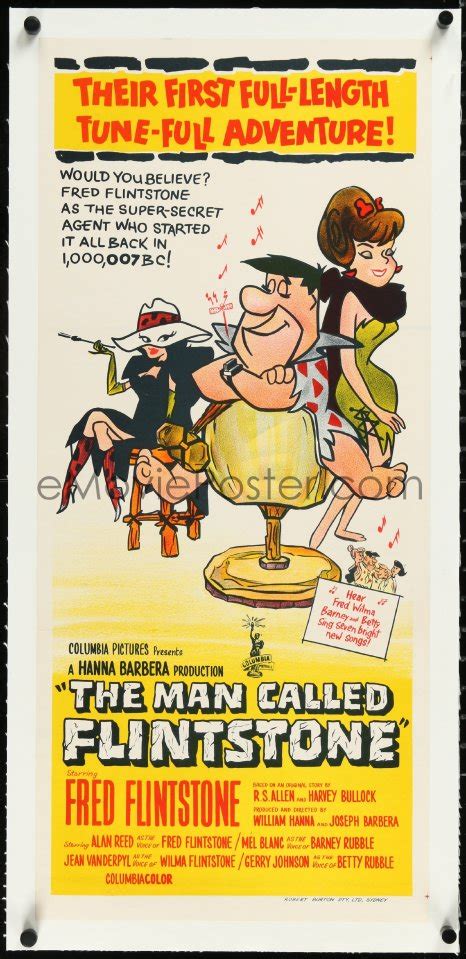 2s0882 Man Called Flintstone Linen Aust Daybill 1967 Hanna Barbera Fred