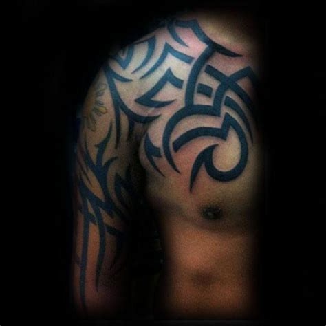 75 Tribal Arm Tattoos For Men Interwoven Line Design