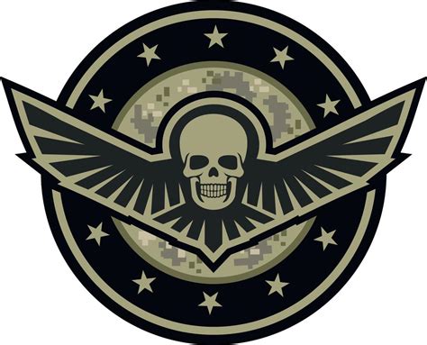 Military Emblem With Skull And Wingsgrunge Vintage Design T Shirts
