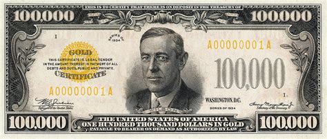 One Hundred Thousand Dollar Bill
