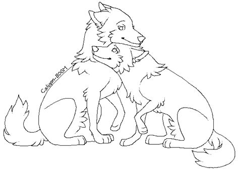Wolf Couple Lineart By Ms Paint Friendly On Deviantart