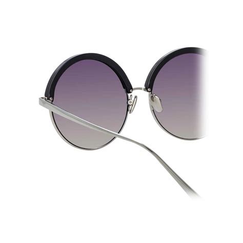 Linda Farrow Annie C5 Round Sunglasses In White Gold And Black Lfl966c5sun Linda Farrow