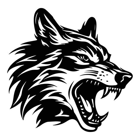 Angry Wolf Face Side Wolf Mascot Logo Wolves Black And White Animal