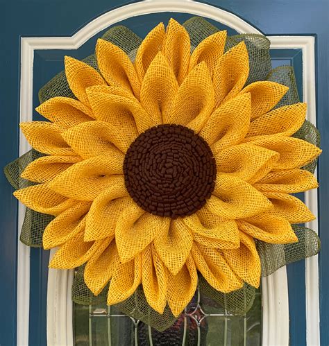 Poly Burlap Sunflower Wreath Etsy