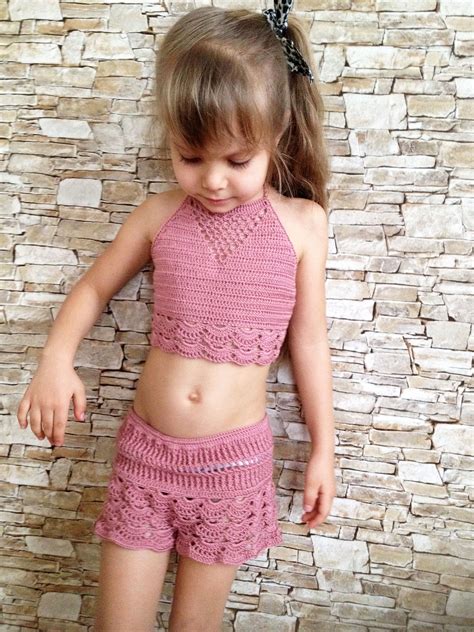 Crochet Toddler Set Shorts And Top Rose Crochet Lace Shorts Crop Top
