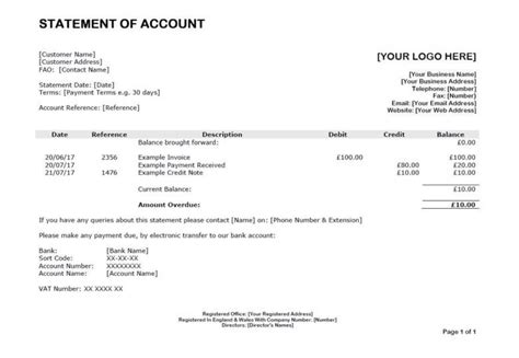 A statement of account is a summary of sales to a customer. Example of a debtor statement of account | Naming your ...