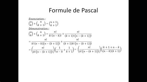 Loi Binomiale Partie 3 Formule De Pascal Youtube