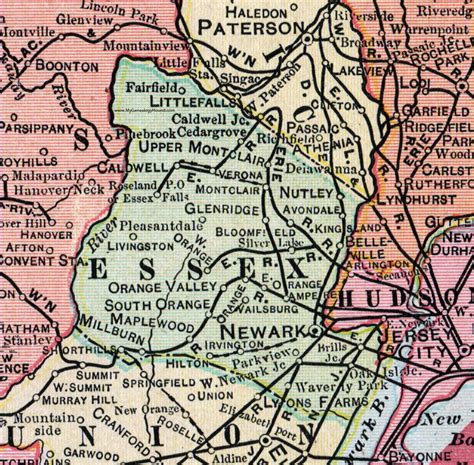 Essex County New Jersey 1905 Map Newark East Orange Millburn