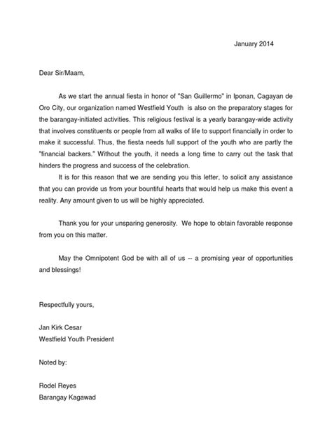 Solicitation Letter For Tournament