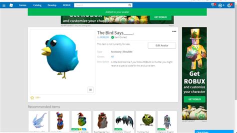 How To Get A Blue Bird On Robloxpromocodesfree Youtube