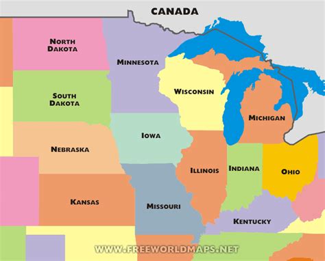 Midwest Political Map By Freeworldmaps Net