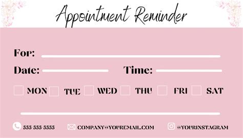 Appointment Reminder Card Template Reminder Cards Editable Etsy