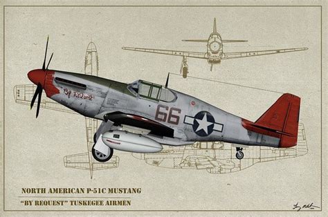 Tuskegee P 51b By Request Profile Art Art Print By Tommy Anderson In