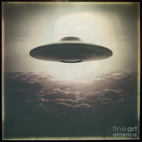 Vintage Ufo Above Clouds Photograph By Ktsdesignscience Photo Library