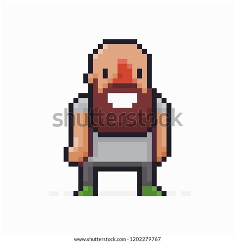 Pixel Art Bearded Male Character Isolated Stock Vector Royalty Free