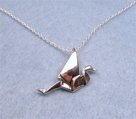 Origami Peace Crane Necklace Sterling Silver